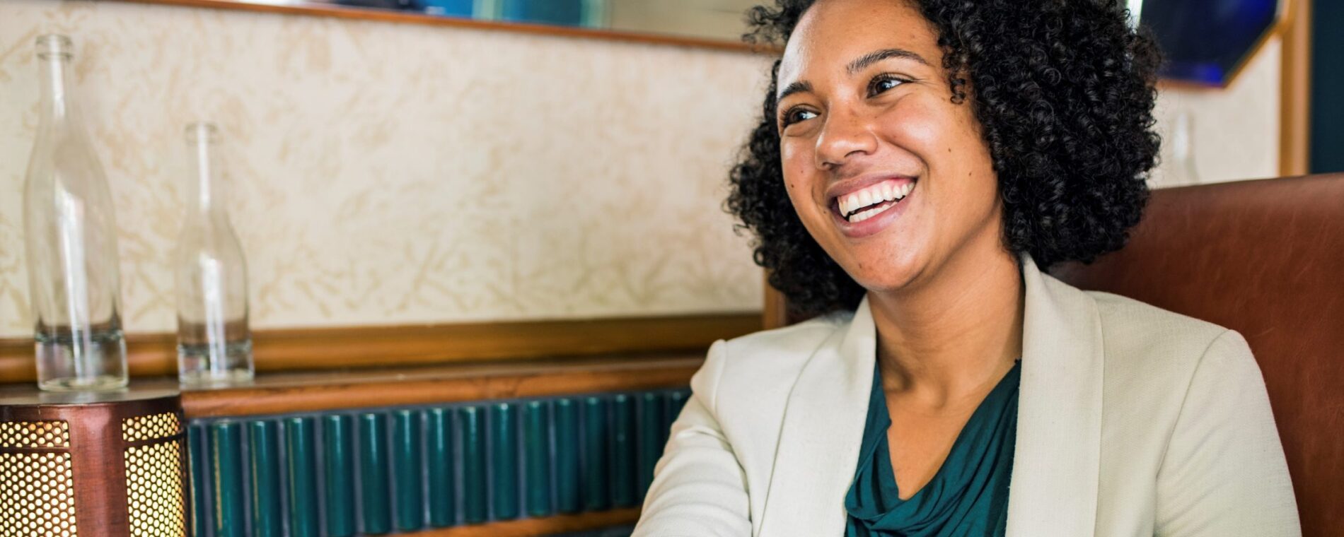 Woman shaking hands with business partner