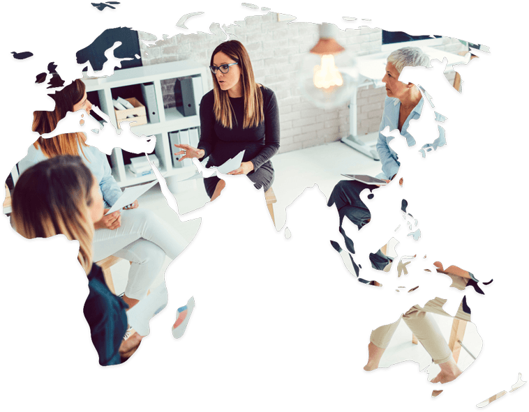 group-people-talking-map